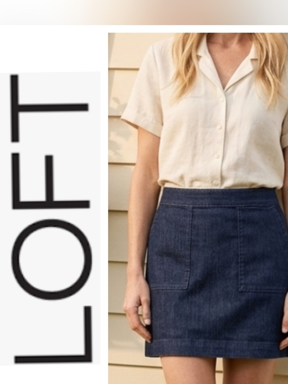 LOFT Dark Blue Denim Skirt